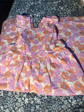 Zara Pink & Orange Floral Ruffle Sundress Top